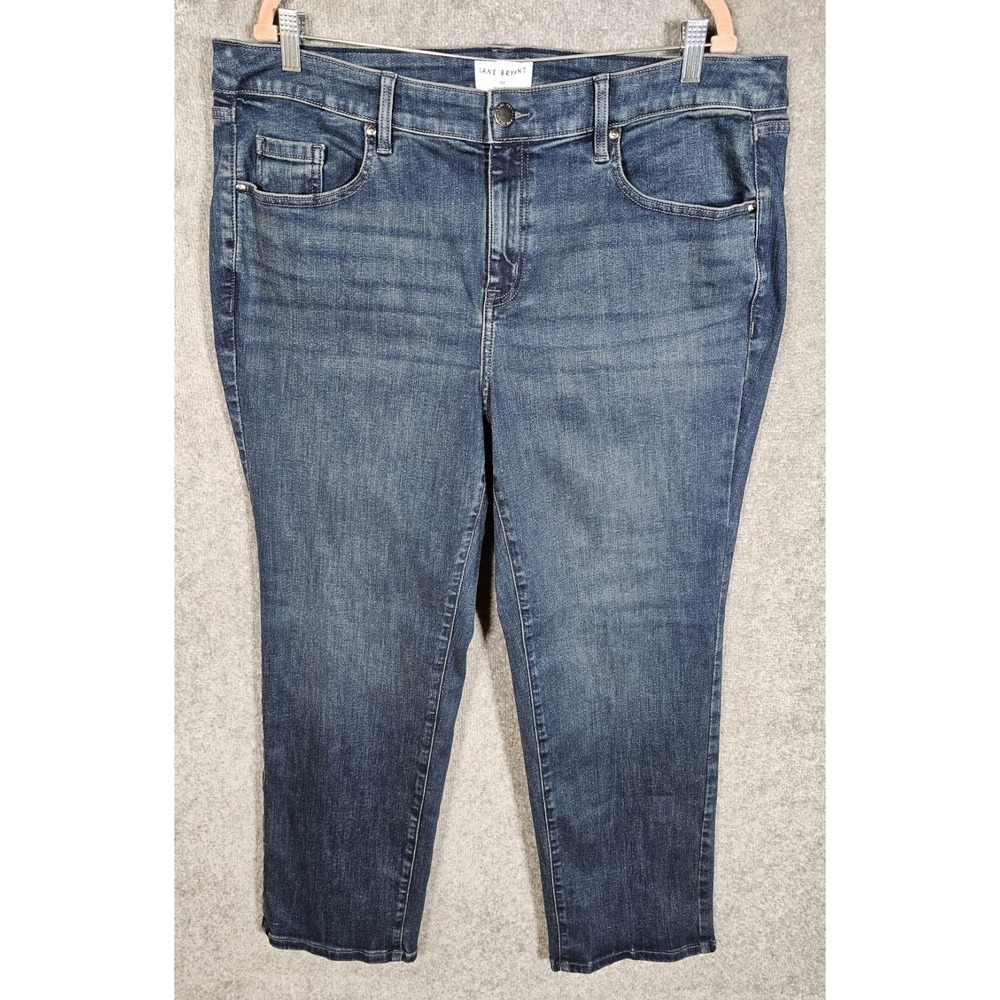 Lane Bryant Mid Rise Signature Fit Straight Jeans Womens Sz 20S 20 Short Blue